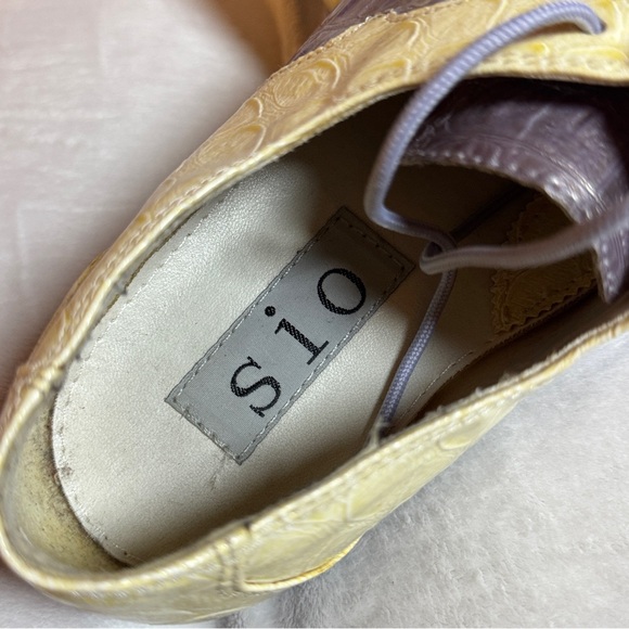 SIO Cream & Gray Croc-Embossed Leather Classy Dress Shoes Square Toe Men’s 11 - Picture 5 of 7